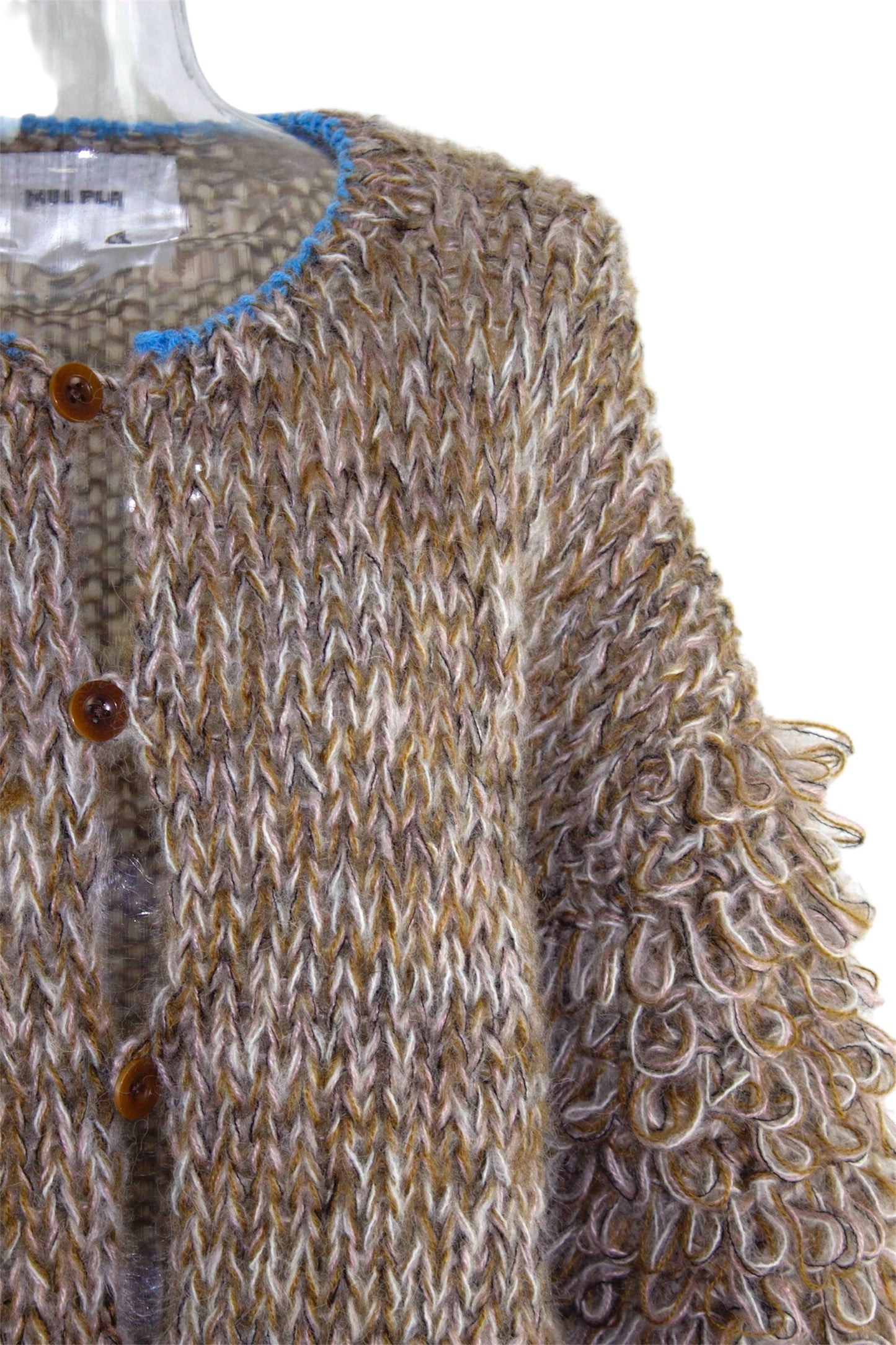 mohair birds sleeve cardigan  / pink beige