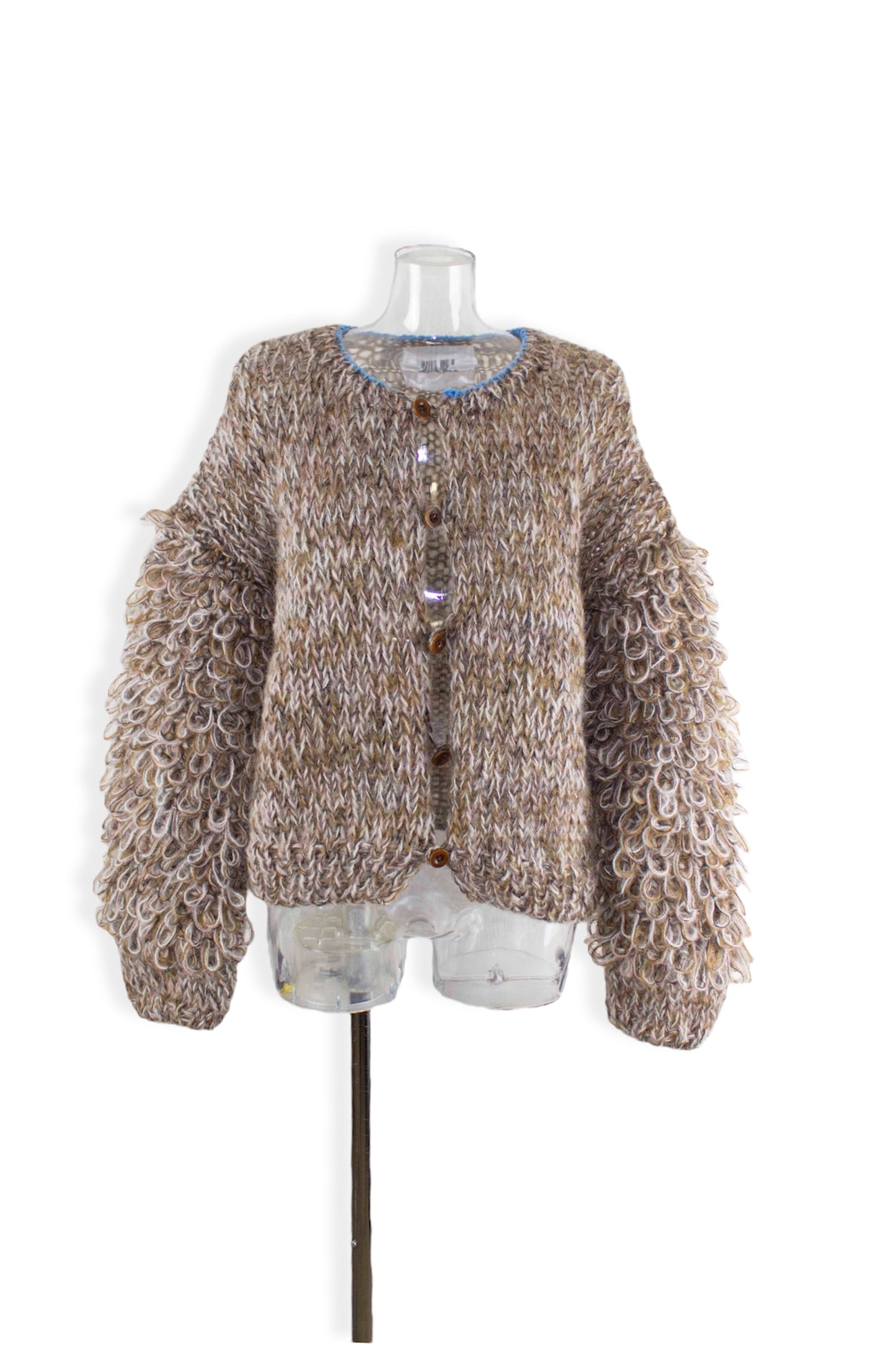 mohair birds sleeve cardigan  / pink beige