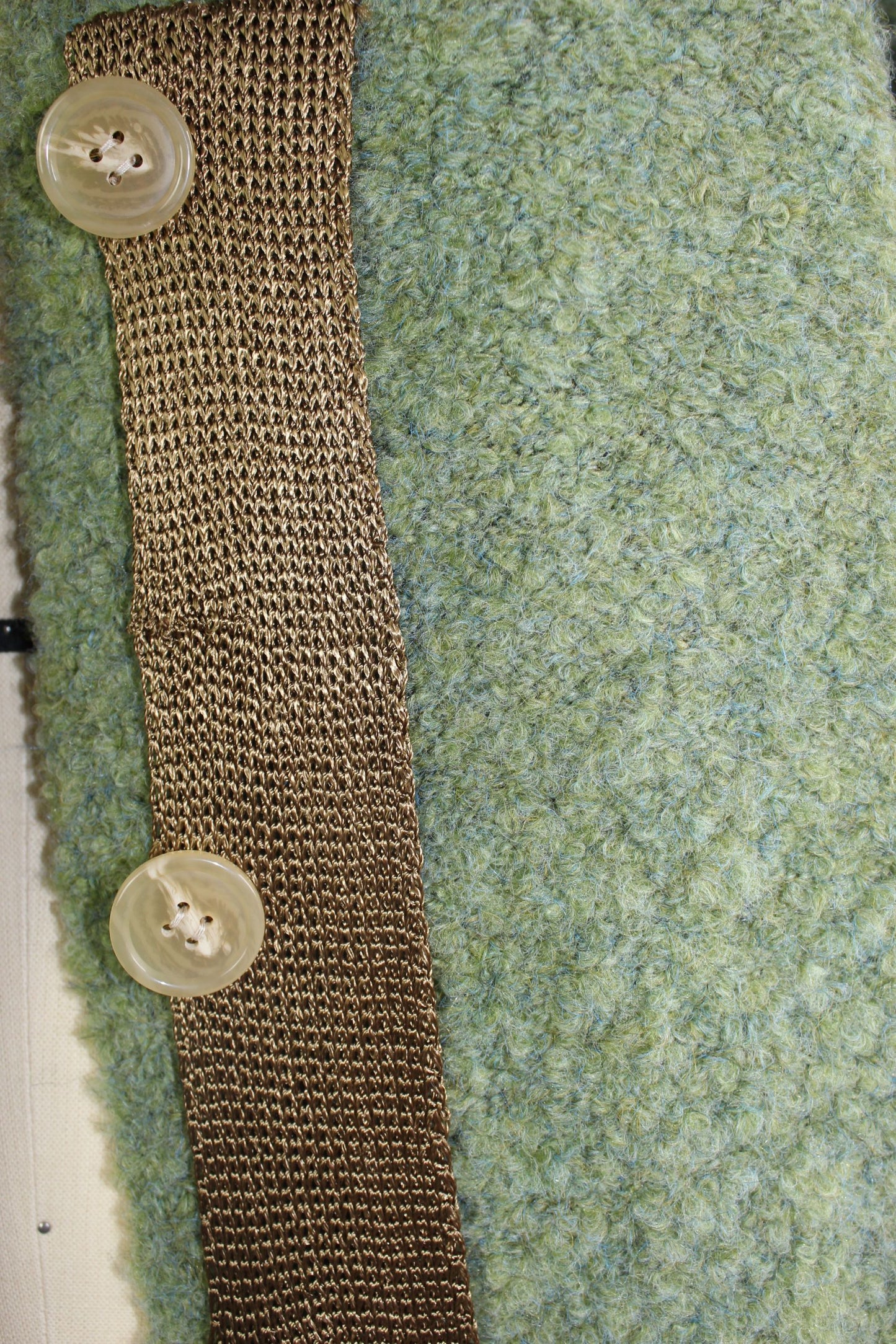 mix boucle slit cardigan / green