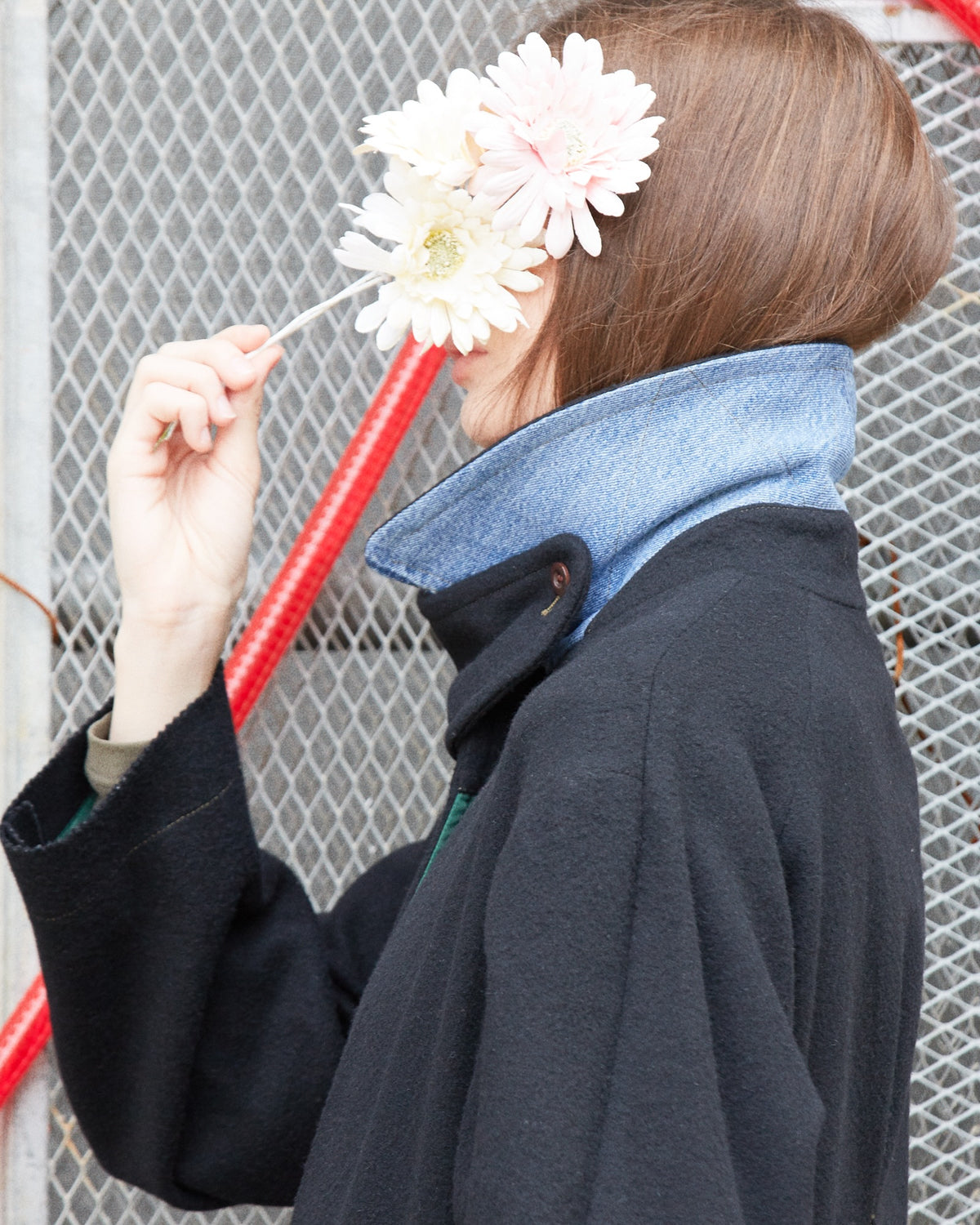 ’Alex’ wool back slit coat  / black