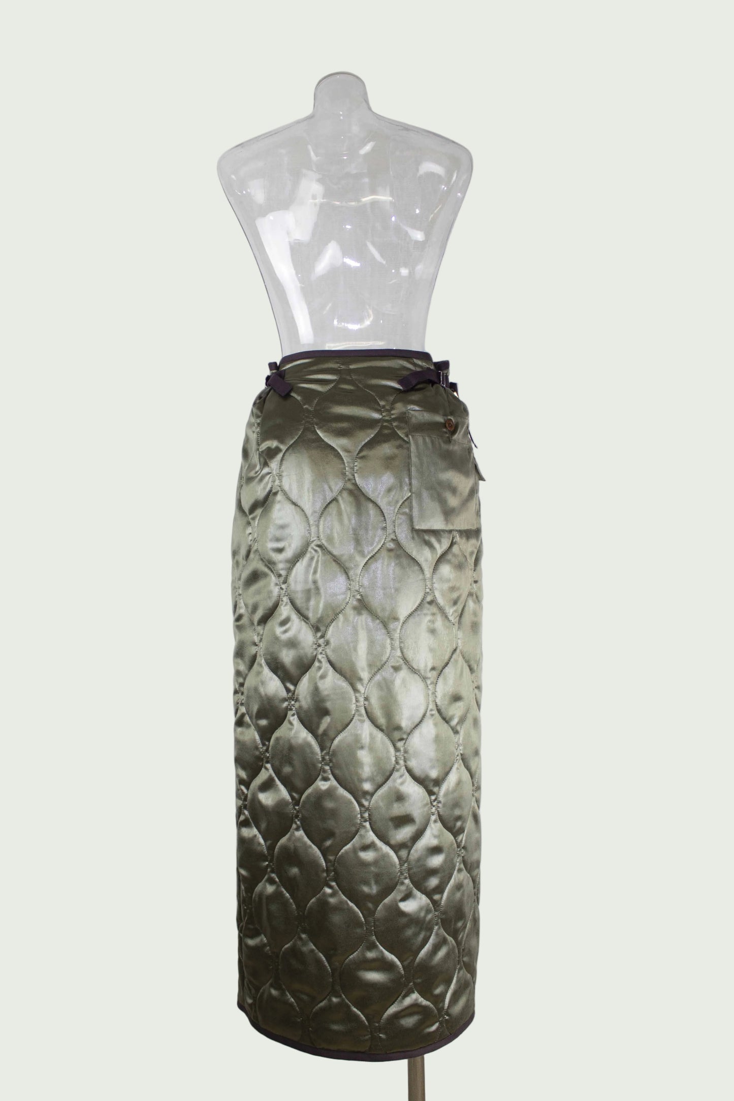 satin quilting wrap skirt  / khaki